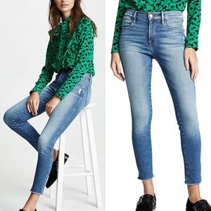 FRAME denim Le High Skinny Double Needle Raw Jeans